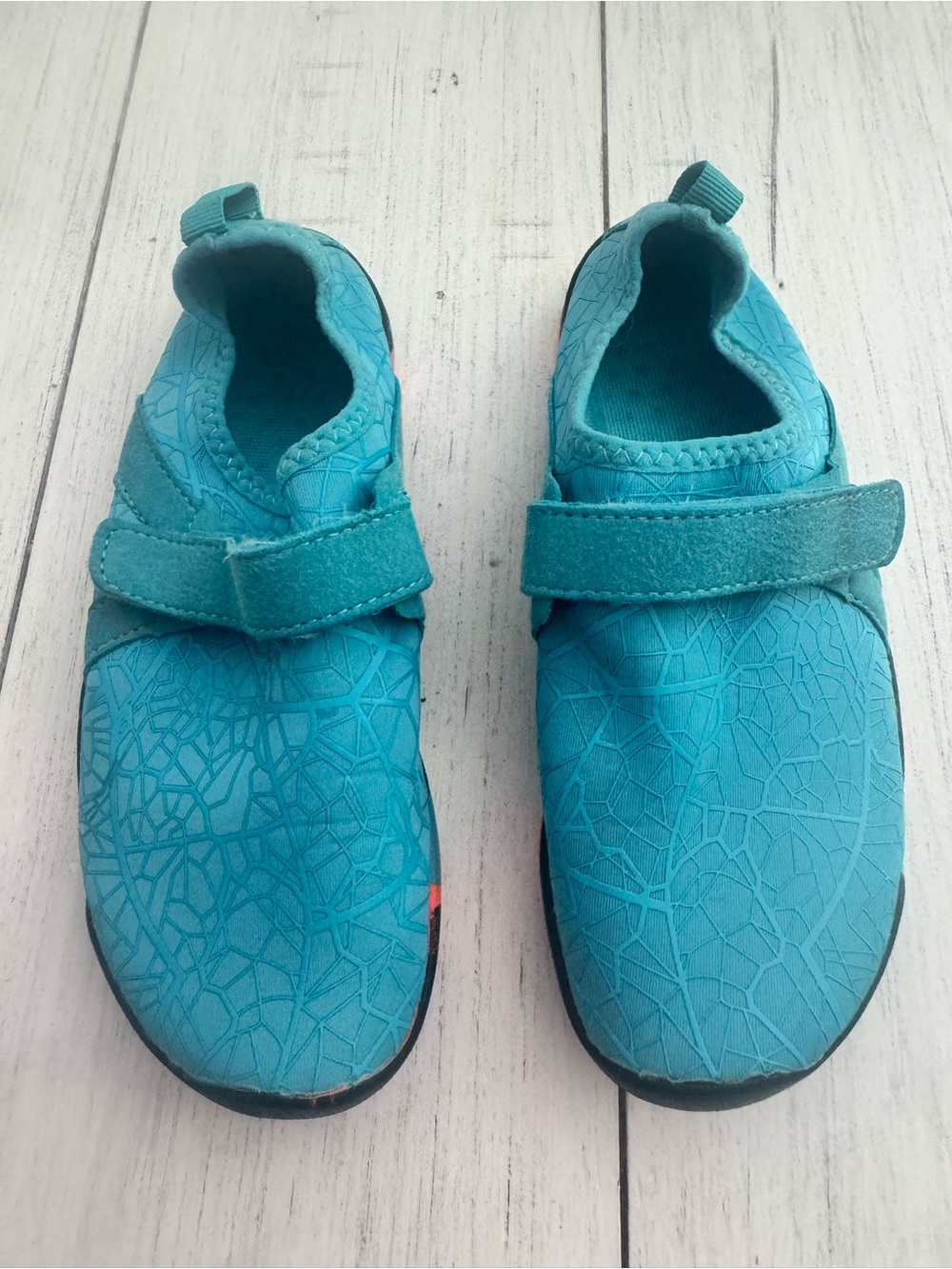 Kids Teal Water-Ready Slip-On Shoes with Hook & Loop Strap